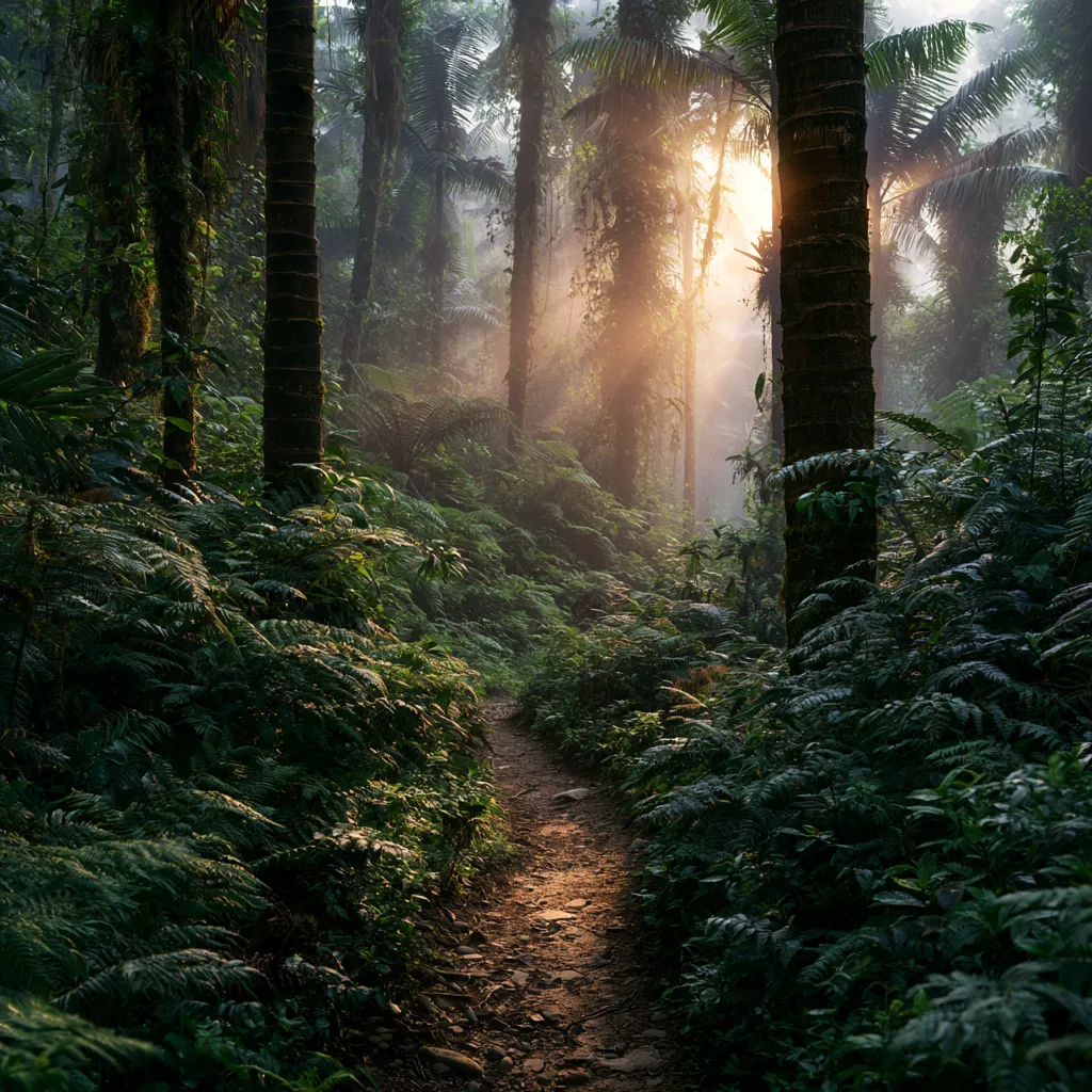 An earthen path leading into the cloud forest