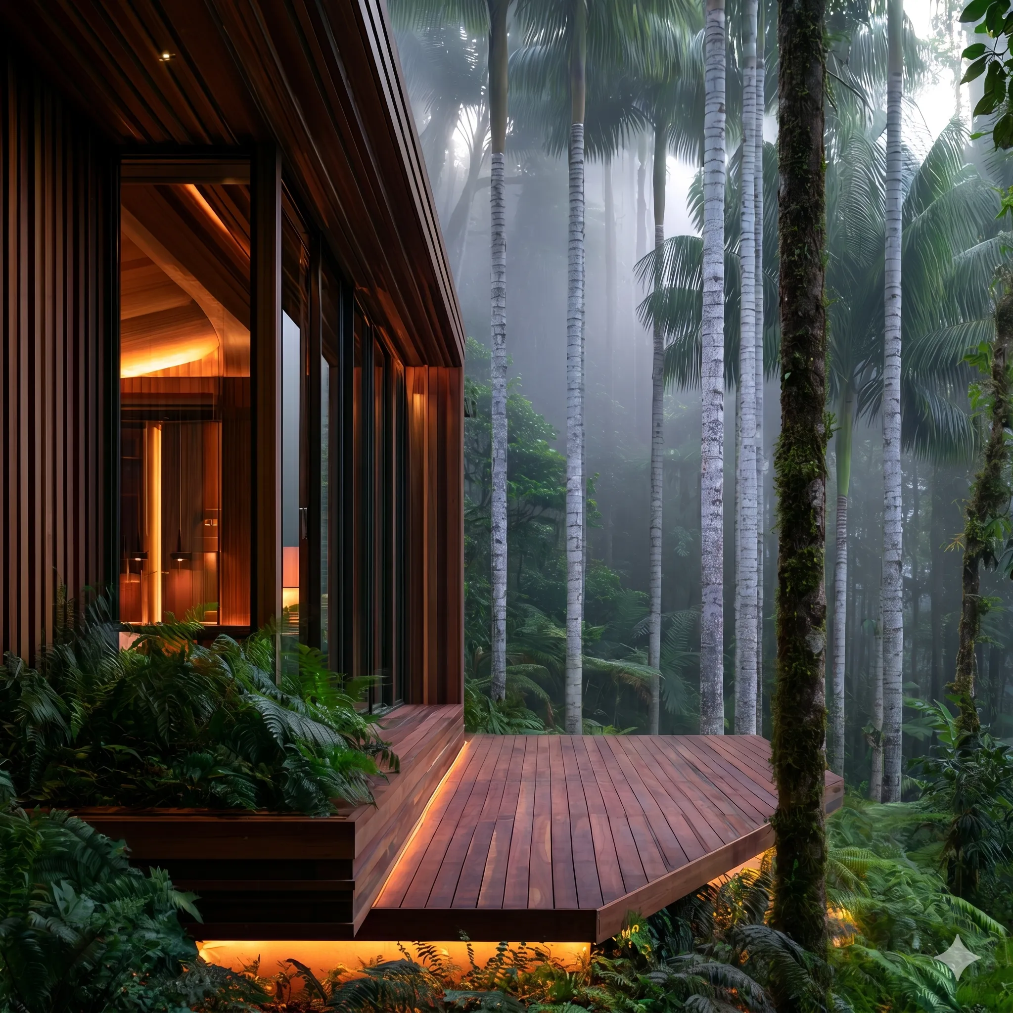 Suite Gualaquí built into a wooden deck suspended above the forest